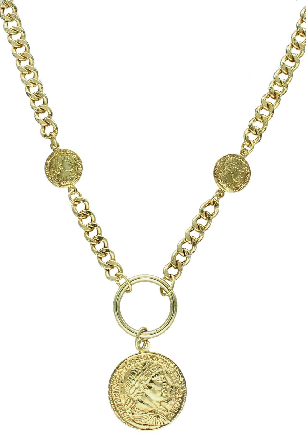 Naszyjnik damski pancerka z zawieszkami monety Dall'Acqua ze srebro 925 C RM 24971. Naszyjnik z motywem monet. Utrzymany w najnowszych trendach efektowny naszyjnik ładnie podkreśli linię szyi.1.jpg